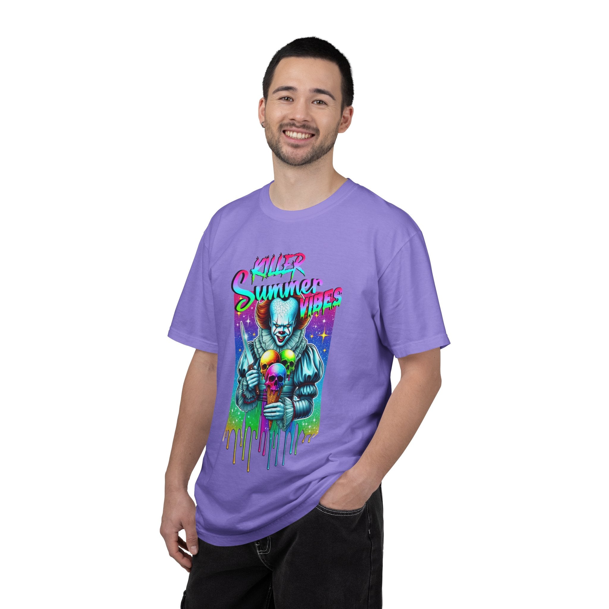 Graphic T-Shirt — "Mild Summer Vibes" Neon Clown Ice Cream Design