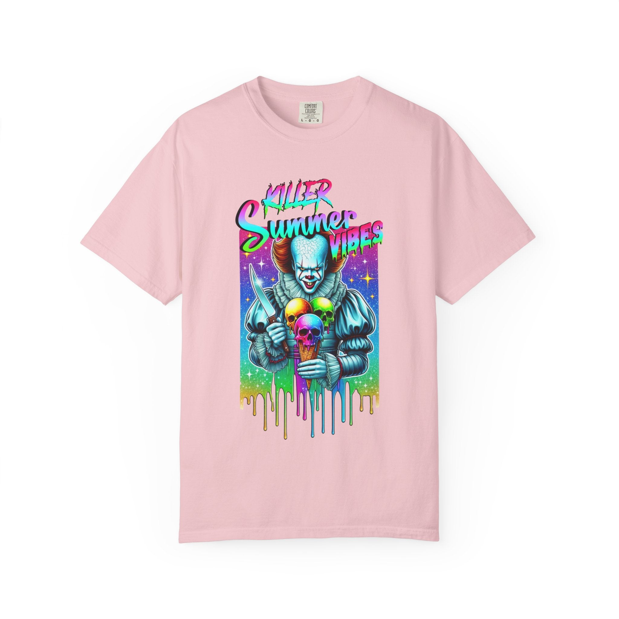 Graphic T-Shirt — "Mild Summer Vibes" Neon Clown Ice Cream Design
