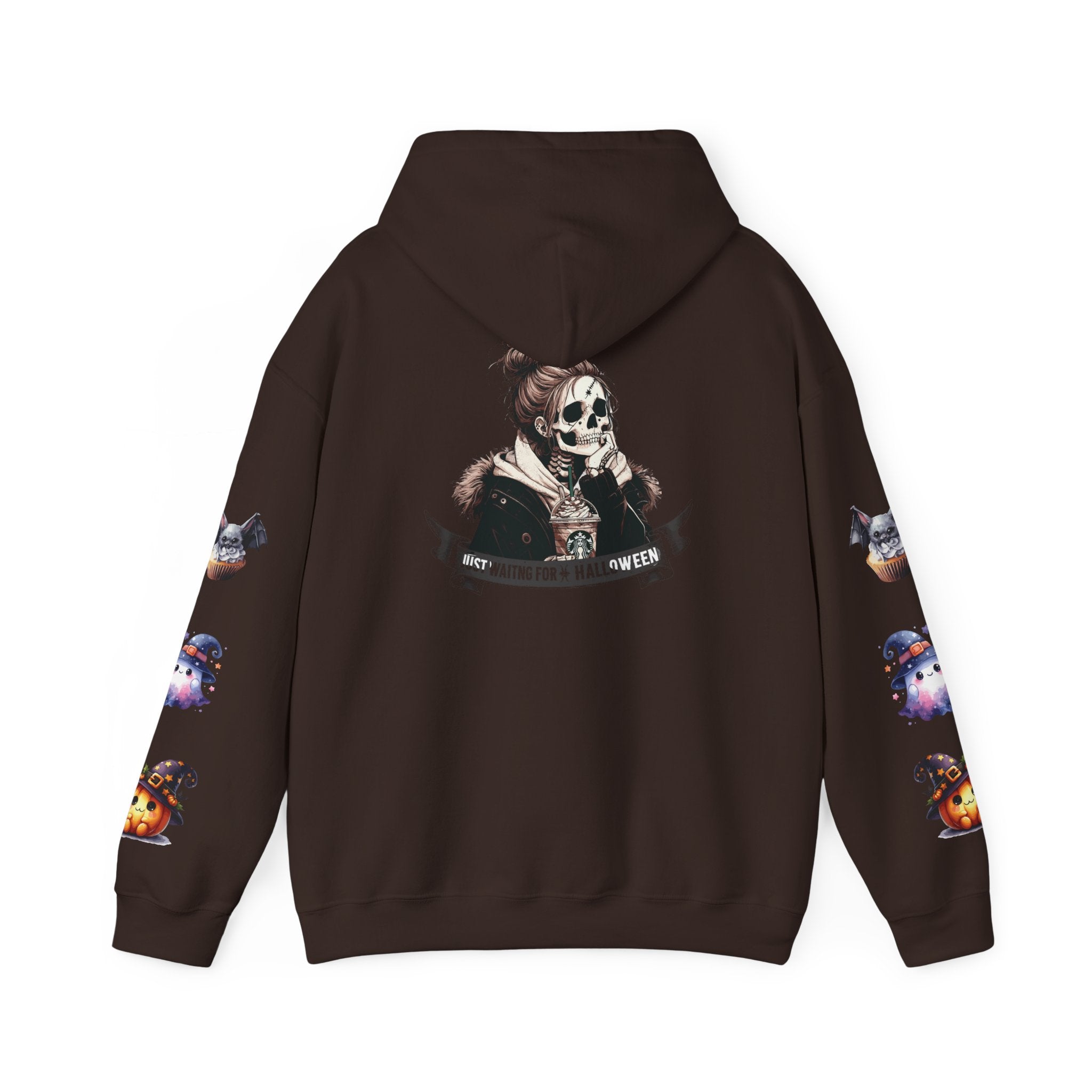 Halloween Skull Hoodie — 'Not Hiding From Halloween' Gothic Skull & Pumpkin Sleeve Pullover
