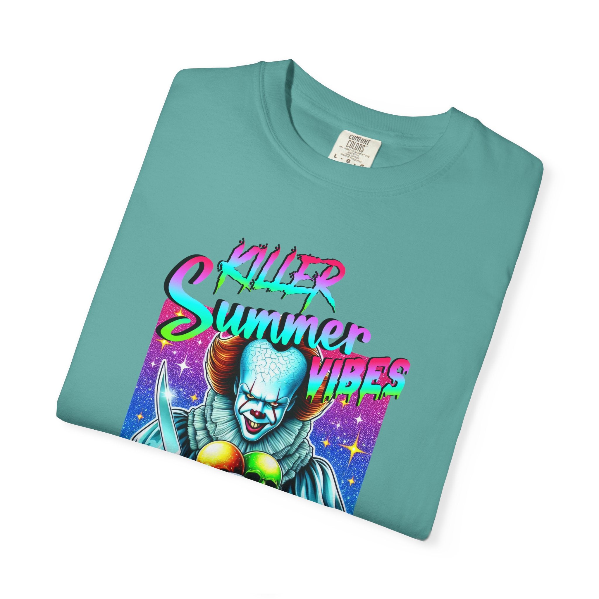 Graphic T-Shirt — "Mild Summer Vibes" Neon Clown Ice Cream Design