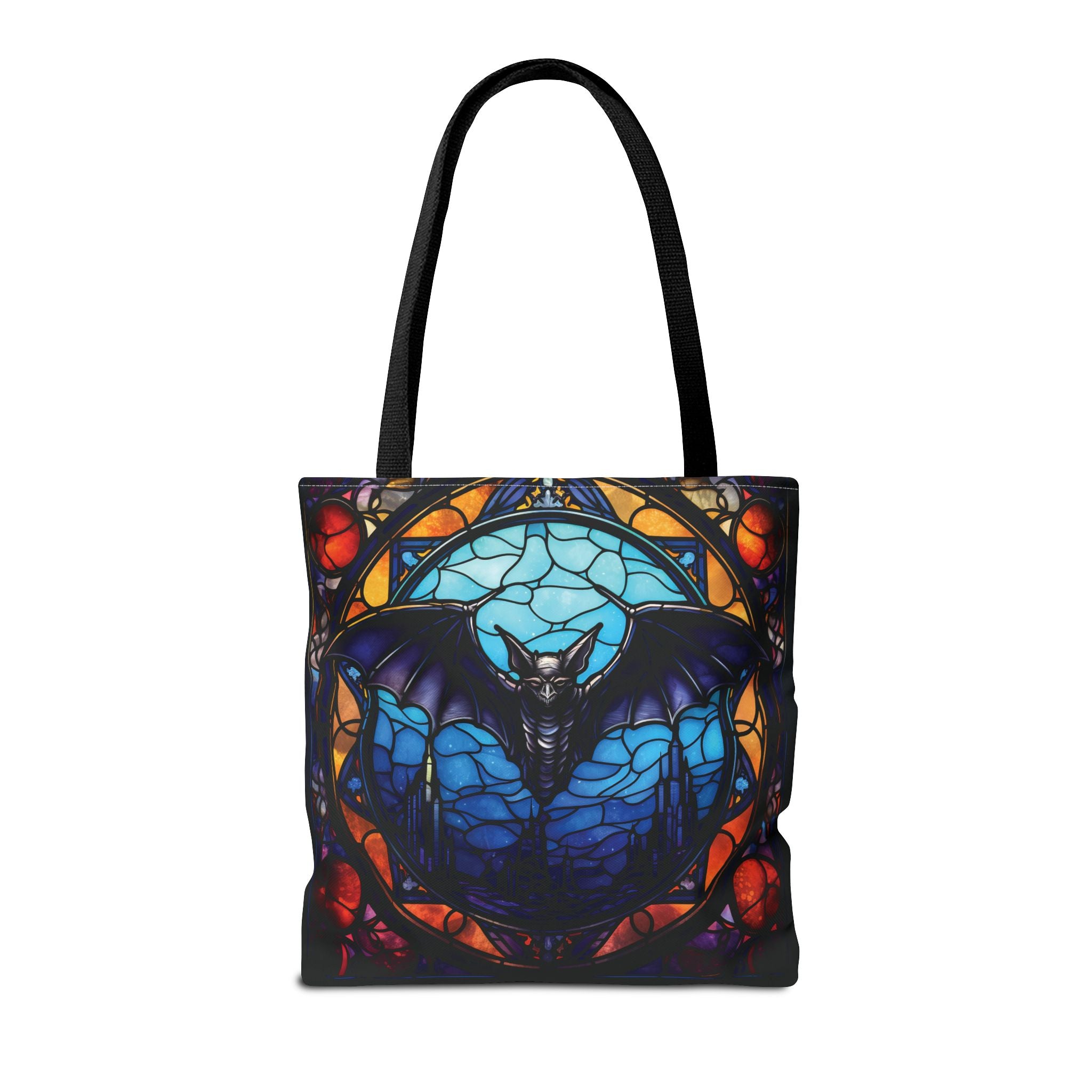 Stained Glass Bat Tote Bag – Gothic Moon AOP Canvas Tote