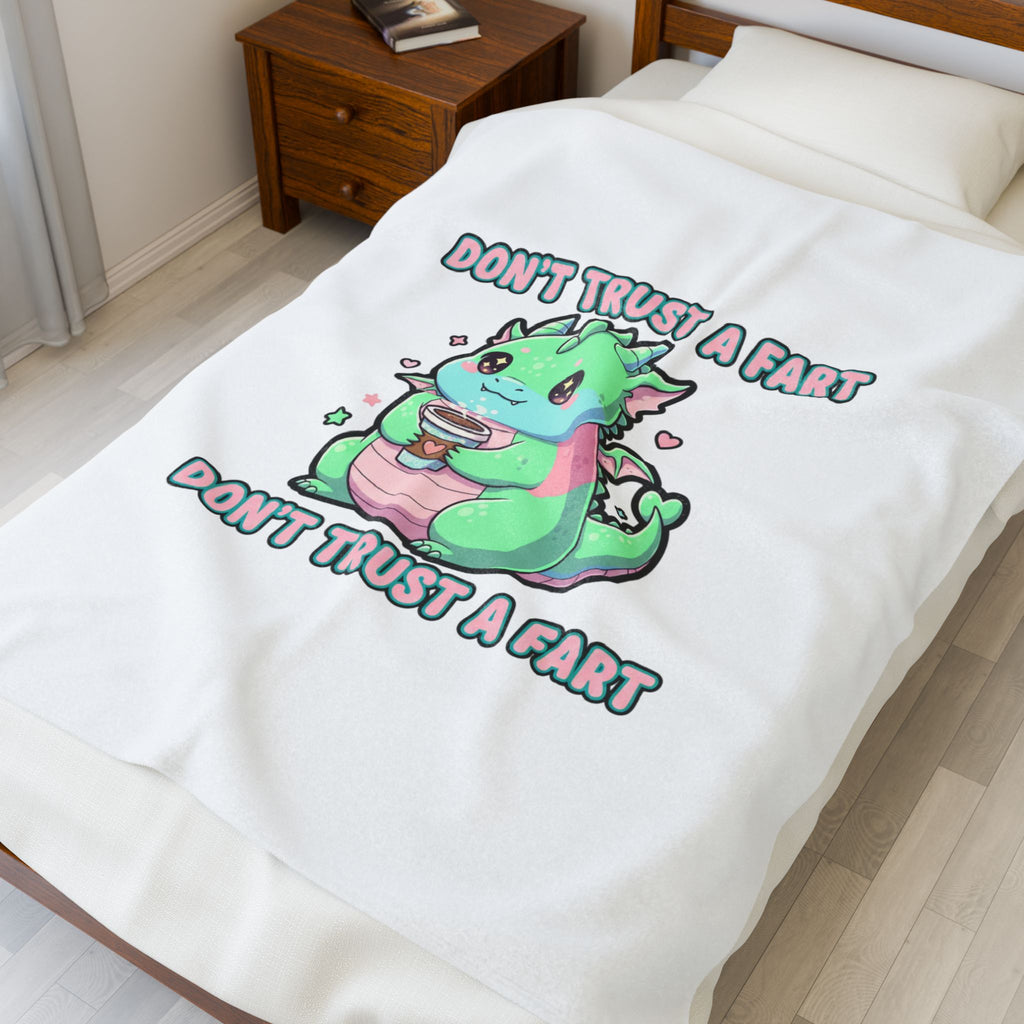 Don't Trust a Fart Plush Blanket | kawaii threat, soft grunge cute