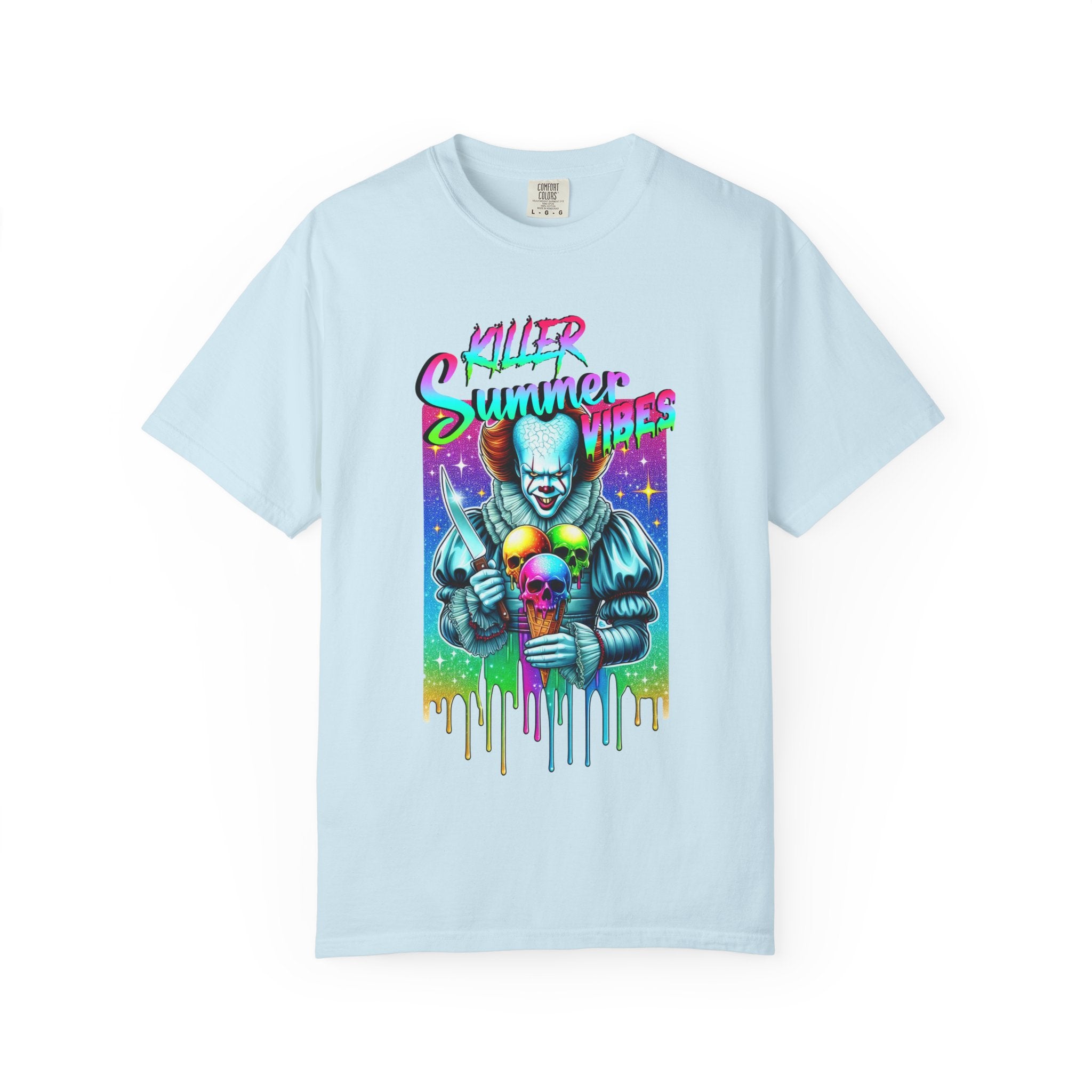 Graphic T-Shirt — "Mild Summer Vibes" Neon Clown Ice Cream Design