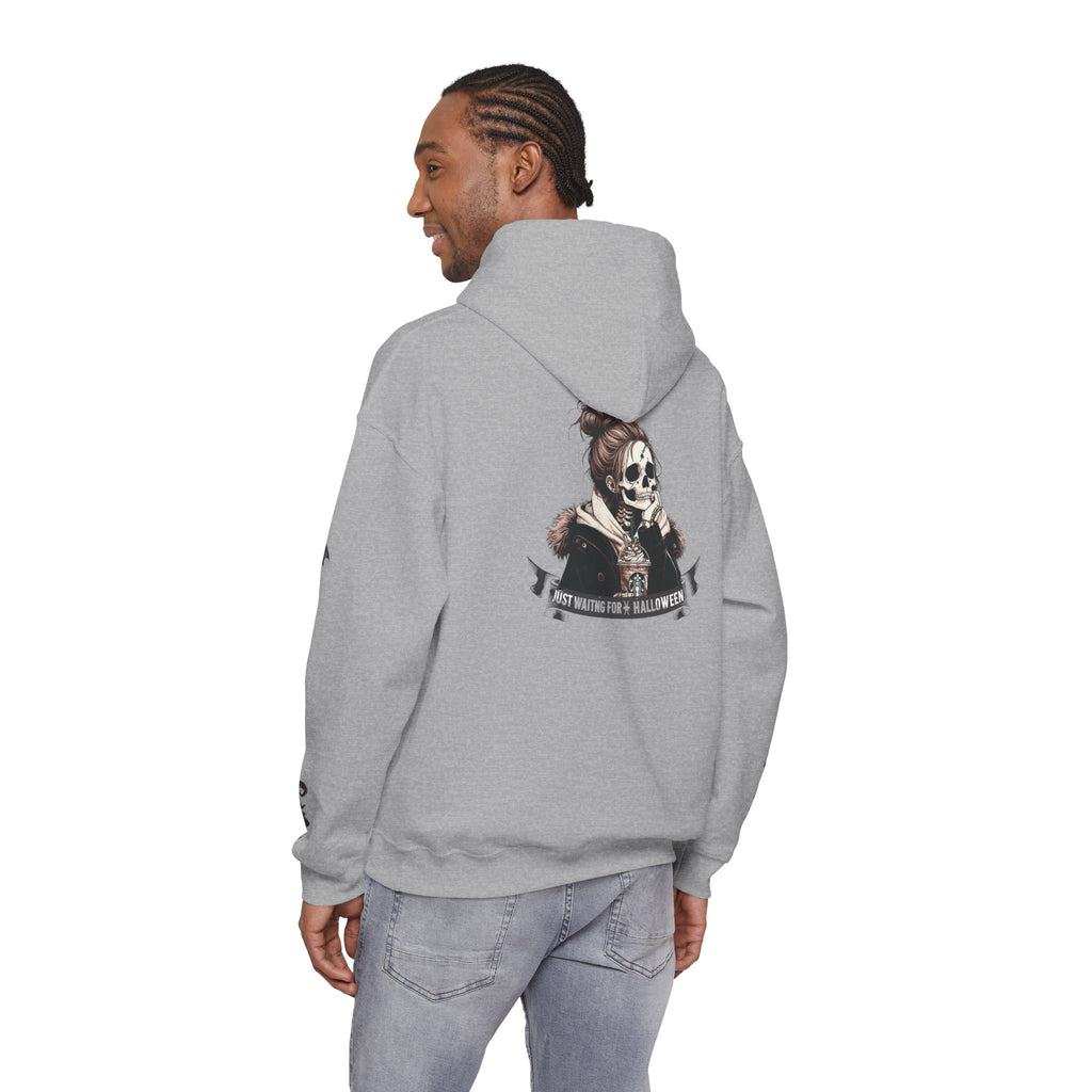 Halloween Skull Hoodie — 'Not Hiding From Halloween' Gothic Skull & Pumpkin Sleeve Pullover