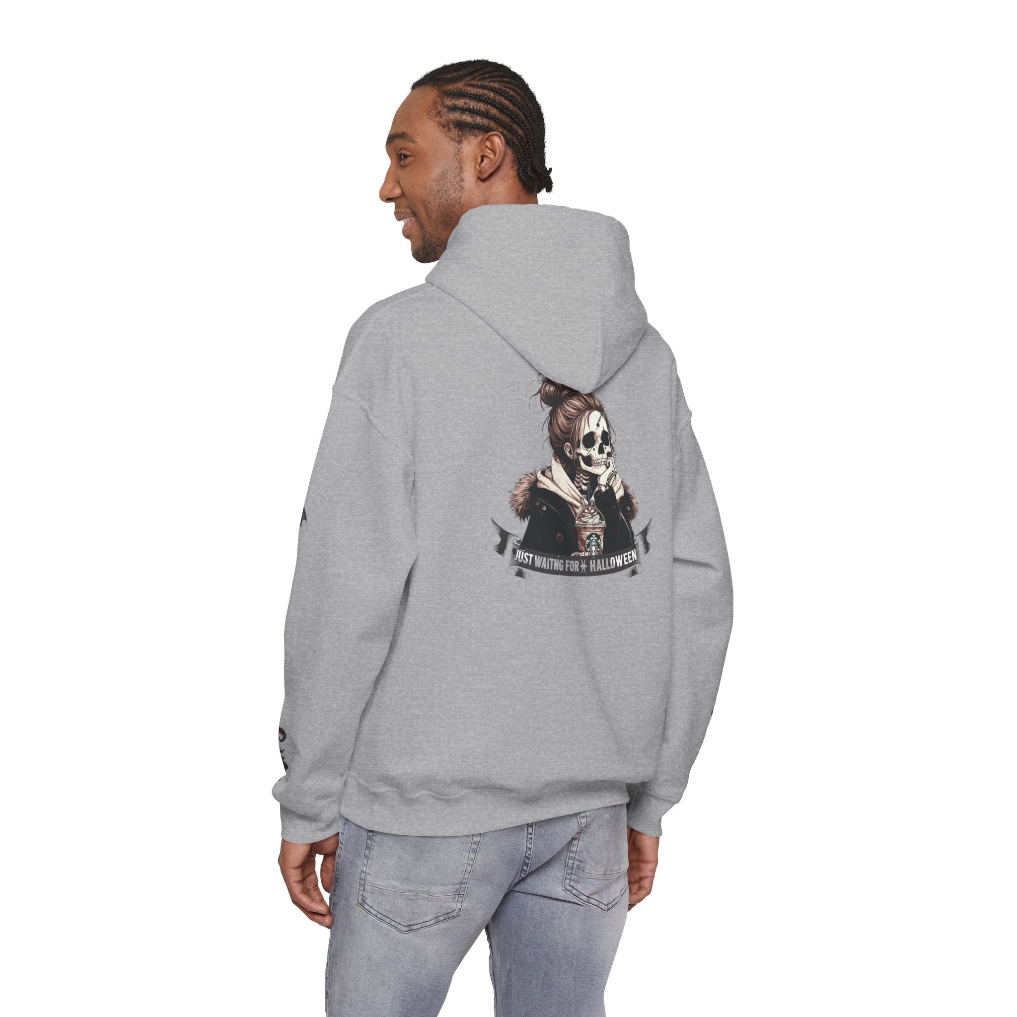 Halloween Skull Hoodie — 'Not Hiding From Halloween' Gothic Skull & Pumpkin Sleeve Pullover