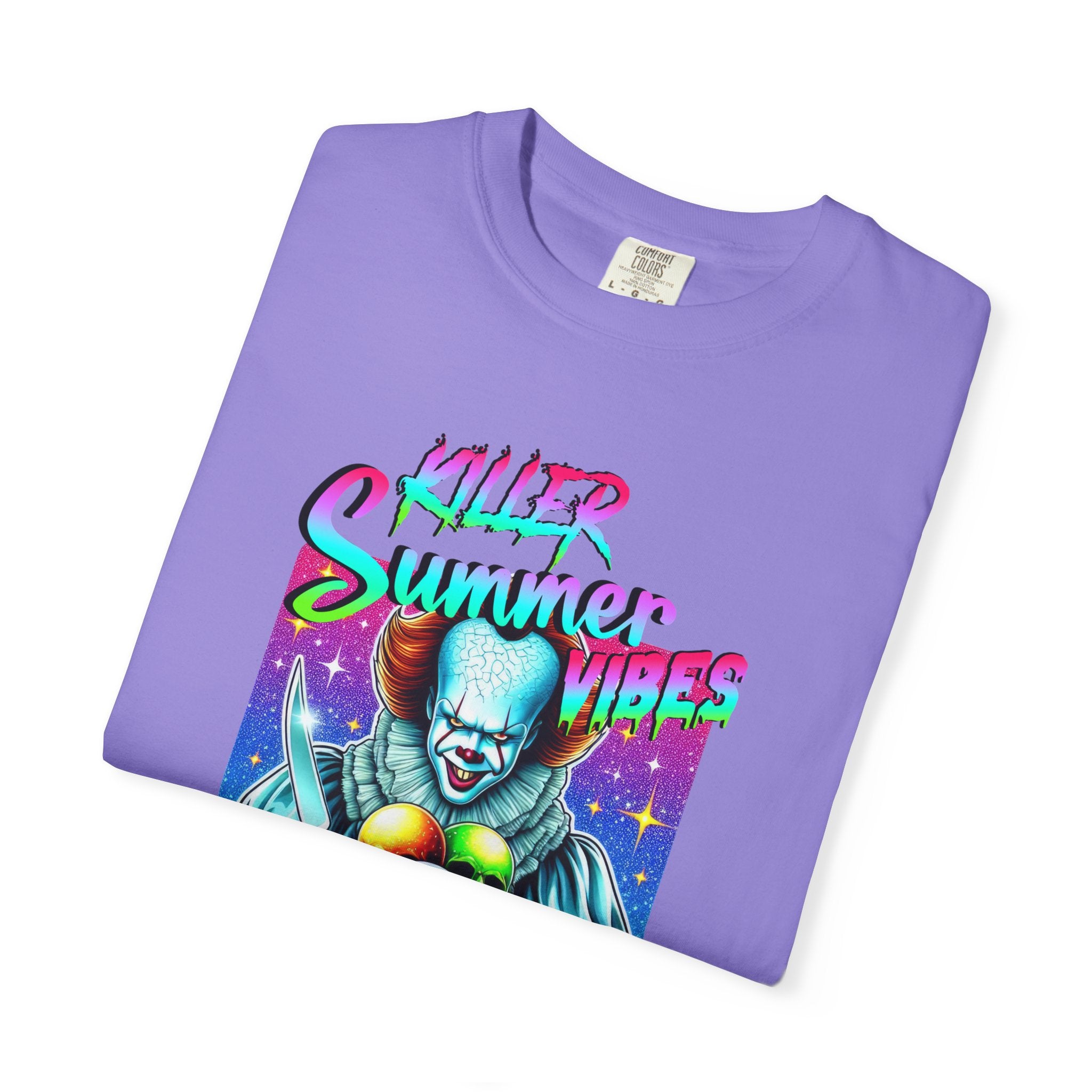 Graphic T-Shirt — "Mild Summer Vibes" Neon Clown Ice Cream Design