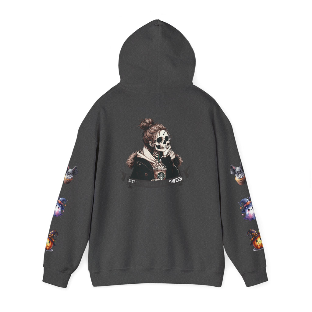 Halloween Skull Hoodie — 'Not Hiding From Halloween' Gothic Skull & Pumpkin Sleeve Pullover