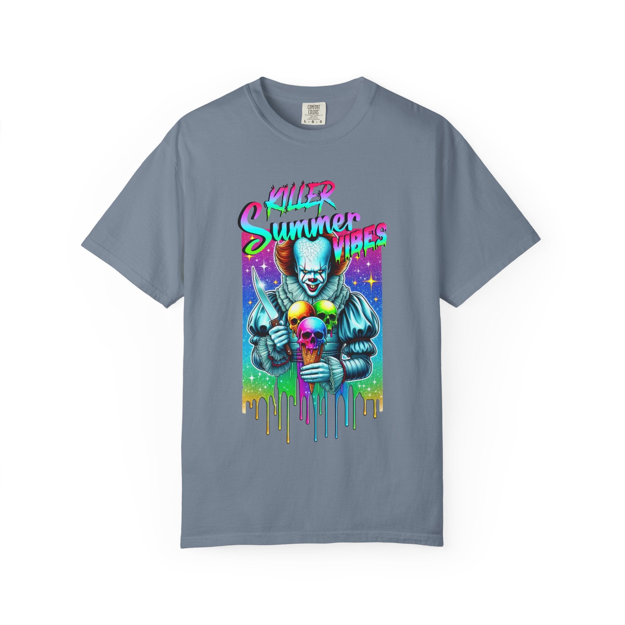 Graphic T-Shirt — "Mild Summer Vibes" Neon Clown Ice Cream Design
