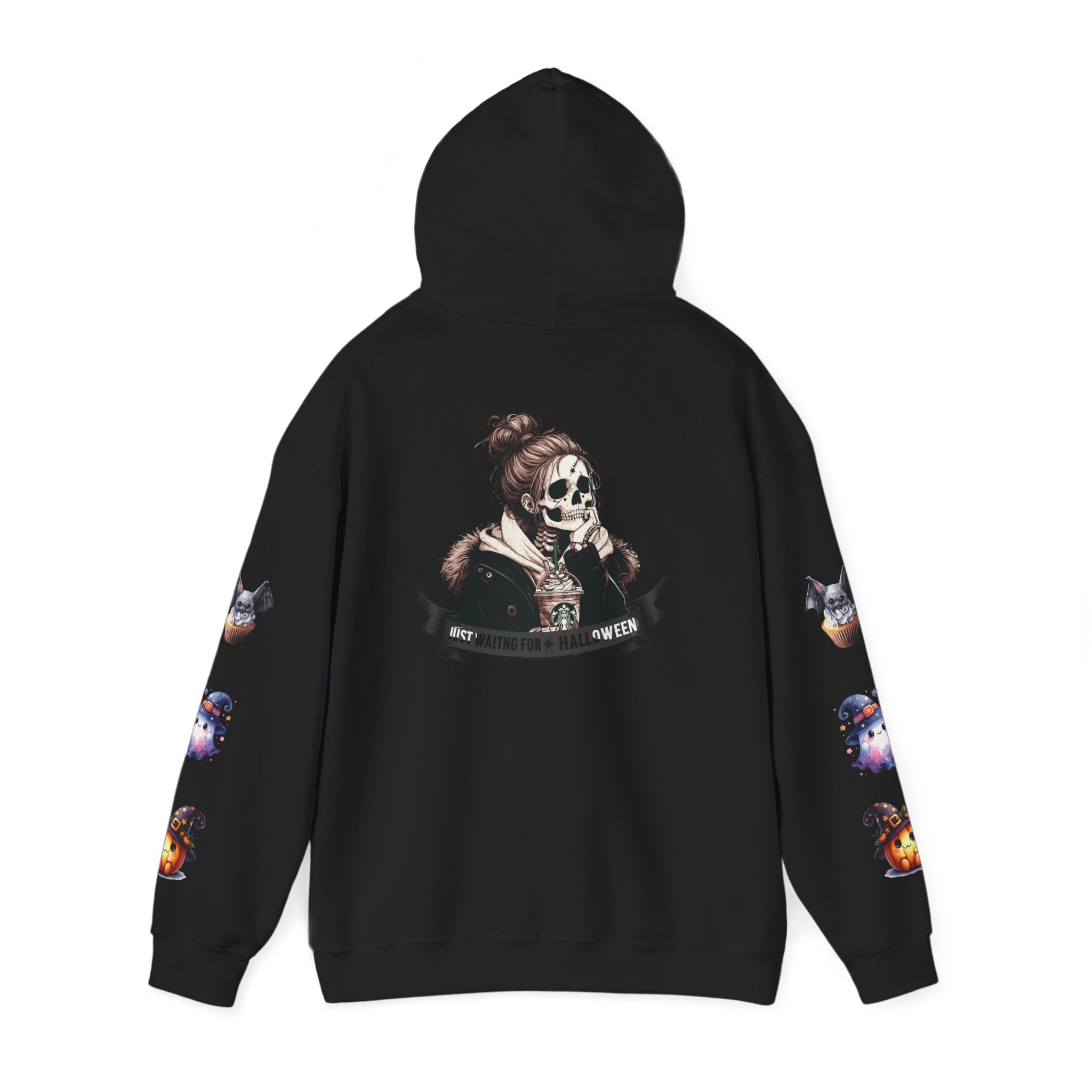 Halloween Skull Hoodie — 'Not Hiding From Halloween' Gothic Skull & Pumpkin Sleeve Pullover
