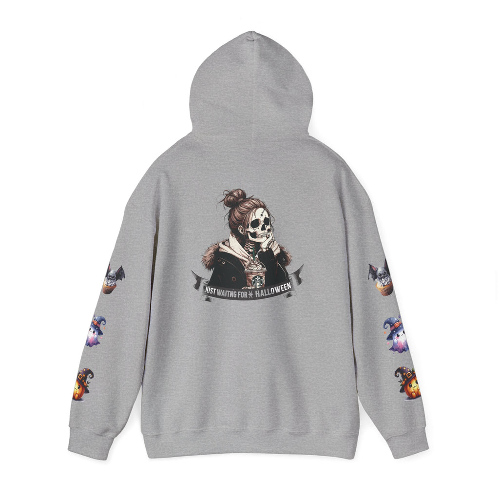 Halloween Skull Hoodie — 'Not Hiding From Halloween' Gothic Skull & Pumpkin Sleeve Pullover
