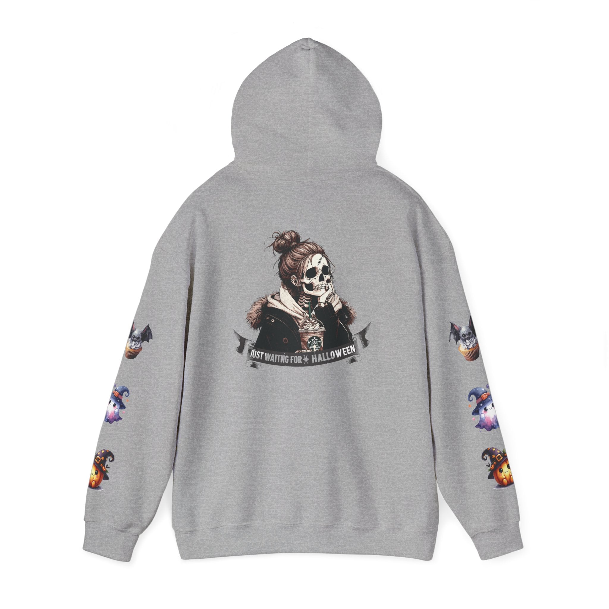 Halloween Skull Hoodie — 'Not Hiding From Halloween' Gothic Skull & Pumpkin Sleeve Pullover