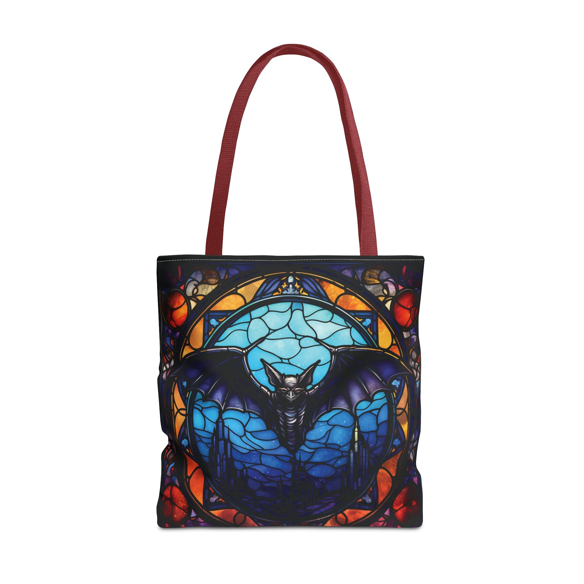 Stained Glass Bat Tote Bag – Gothic Moon AOP Canvas Tote