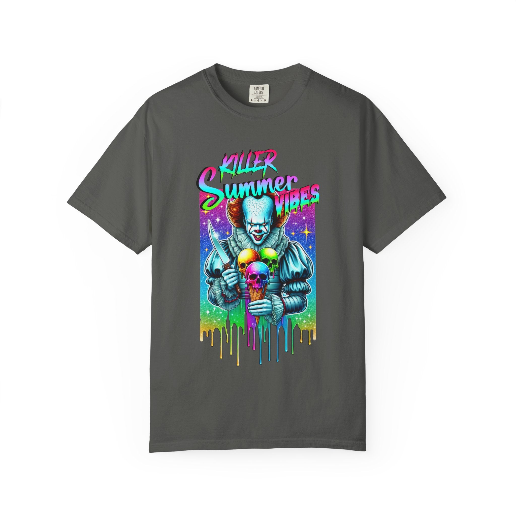Graphic T-Shirt — "Mild Summer Vibes" Neon Clown Ice Cream Design