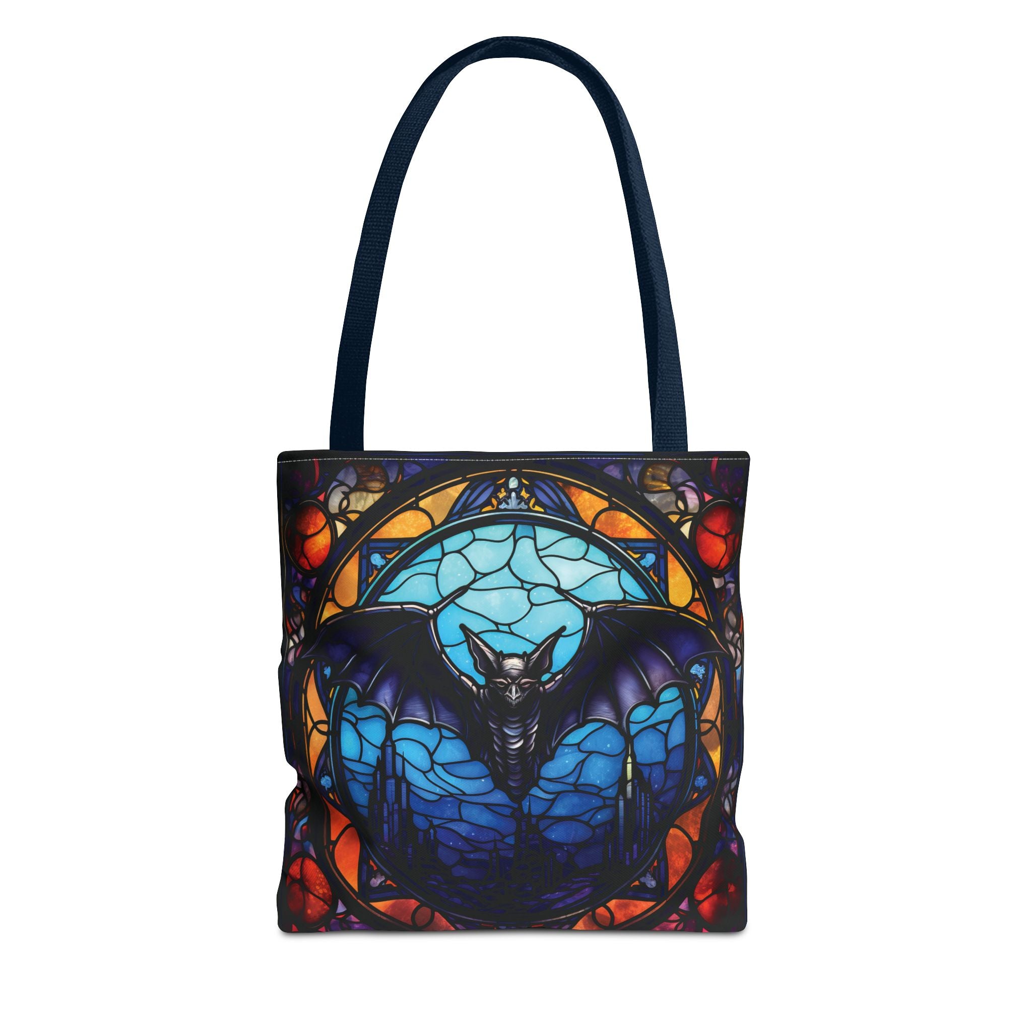 Stained Glass Bat Tote Bag – Gothic Moon AOP Canvas Tote