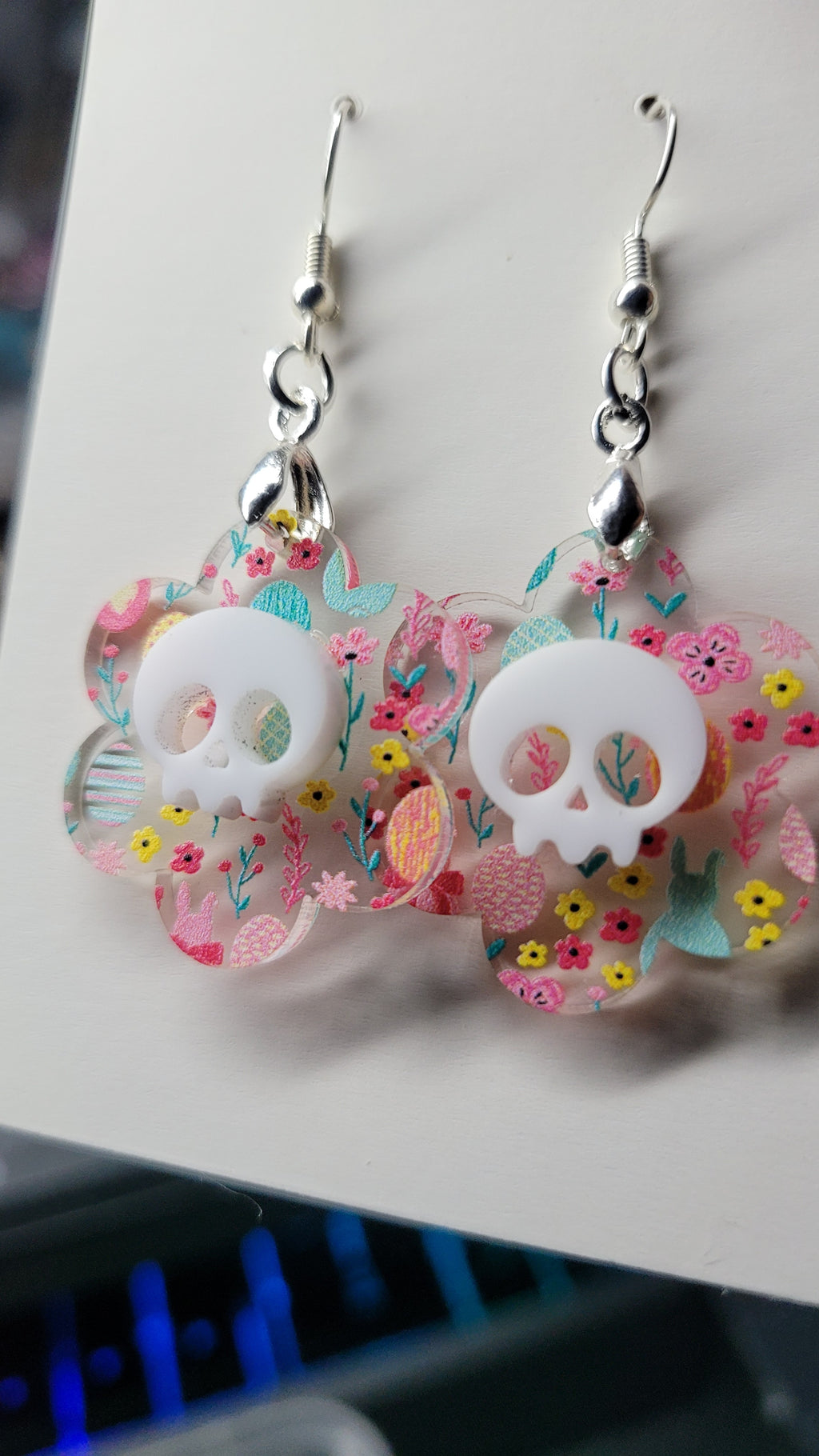 Floral with Skull Earrings