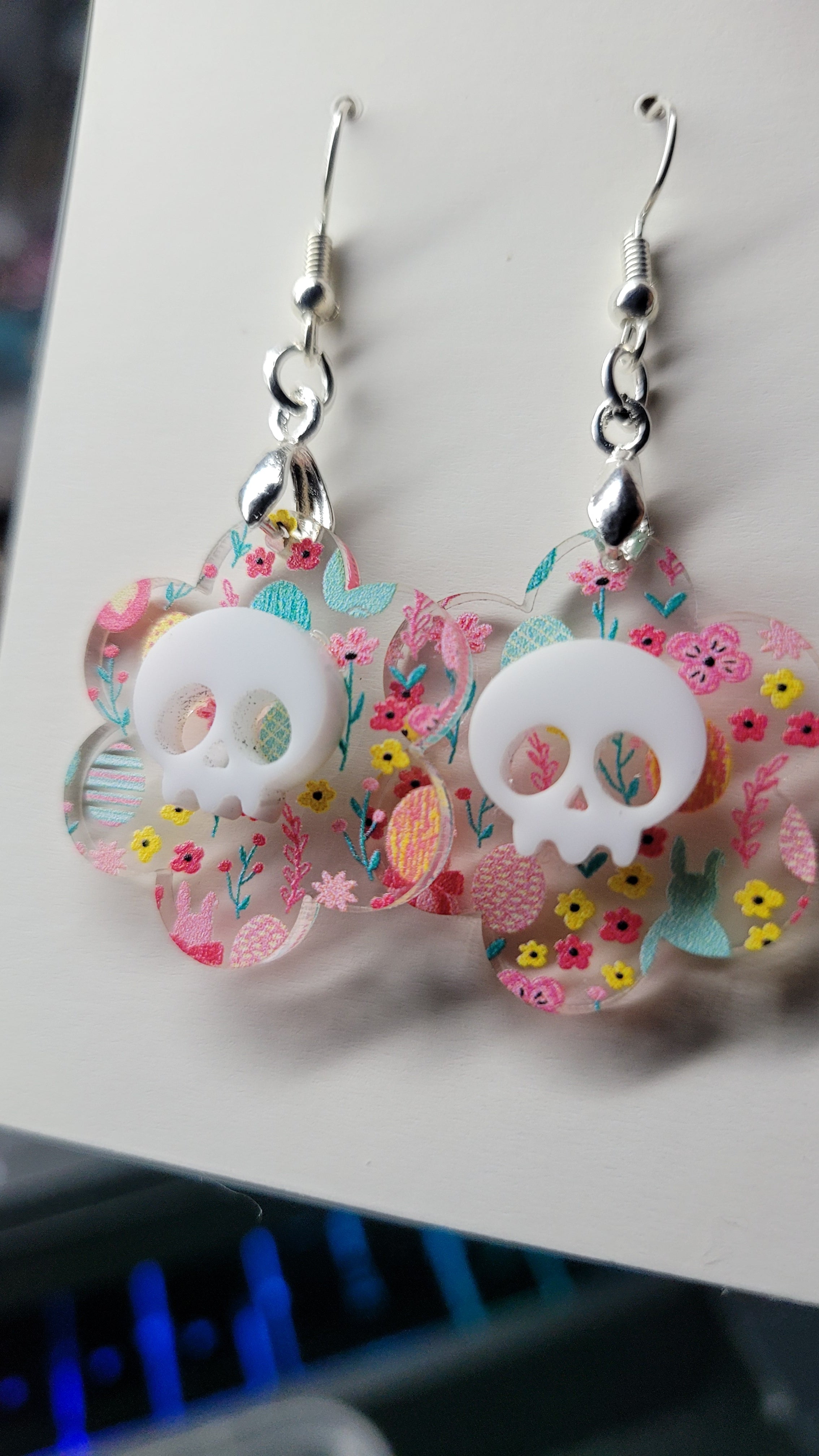 Floral with Skull Earrings