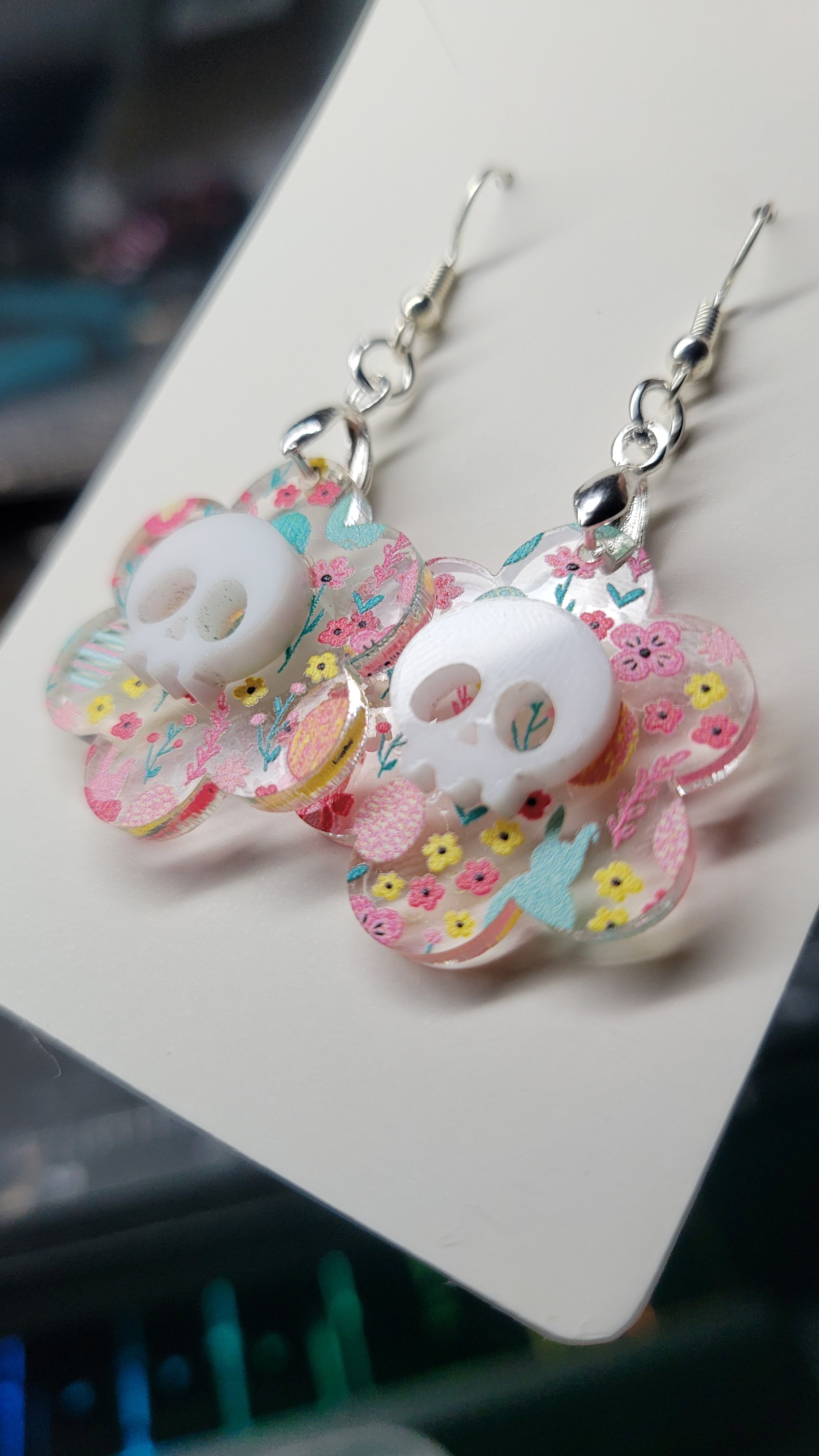 Floral with Skull Earrings
