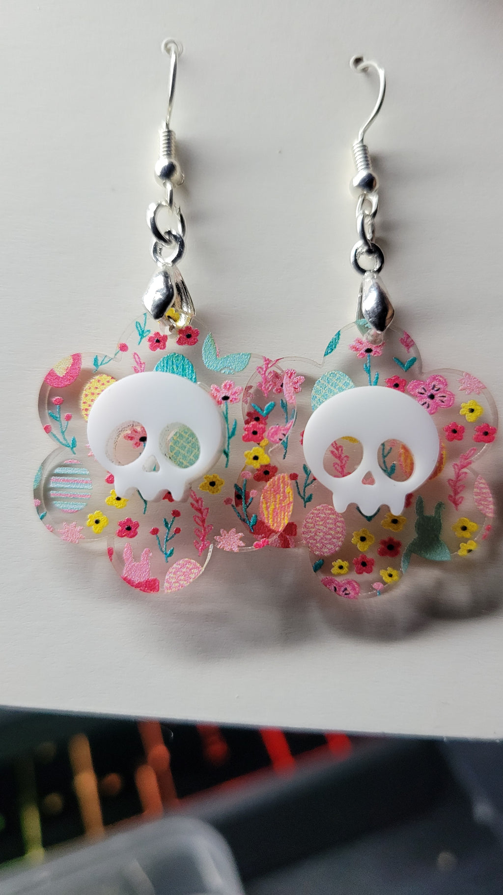 Floral with Skull Earrings