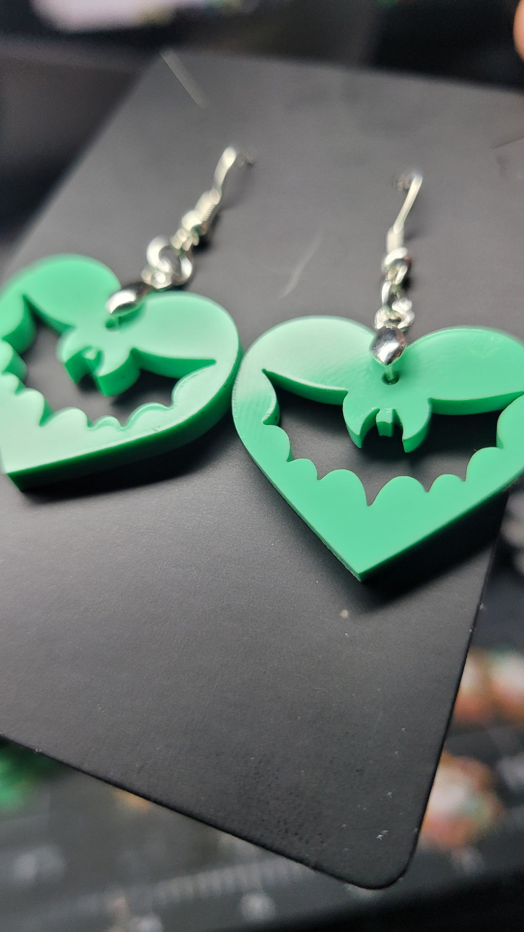 Teal Bat Earrings