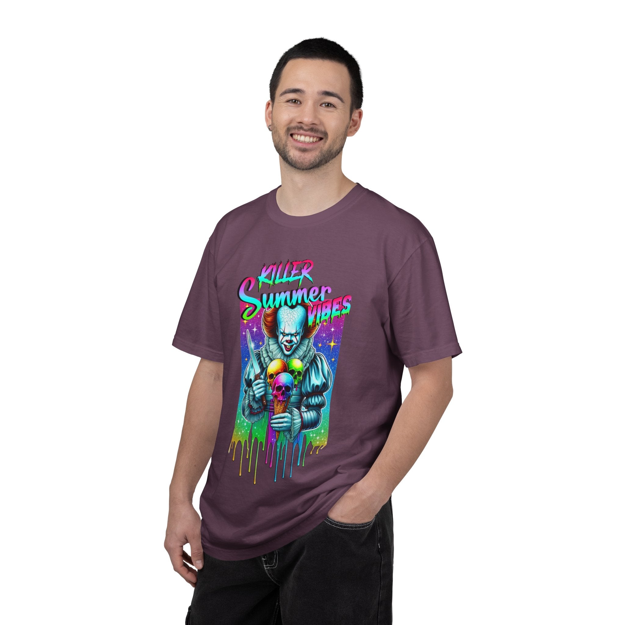 Graphic T-Shirt — "Mild Summer Vibes" Neon Clown Ice Cream Design