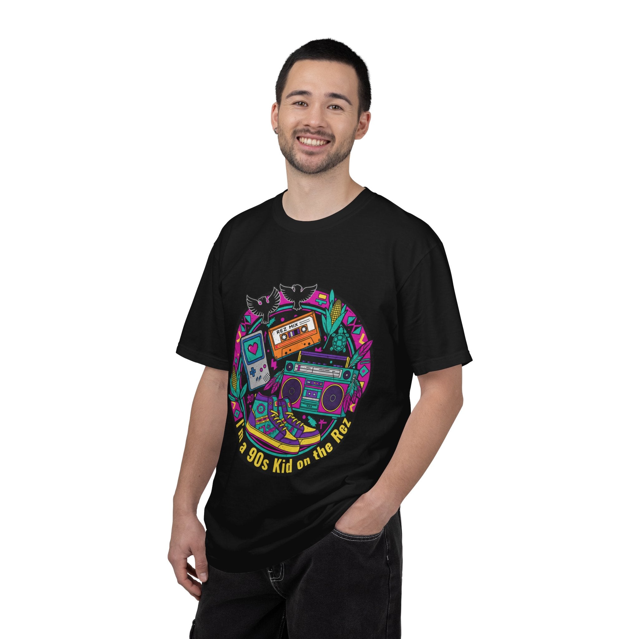 90s Kid T-Shirt — "I'm a 90s Kid on the Rewind" Retro Gamer, Cassette & Boombox Tee