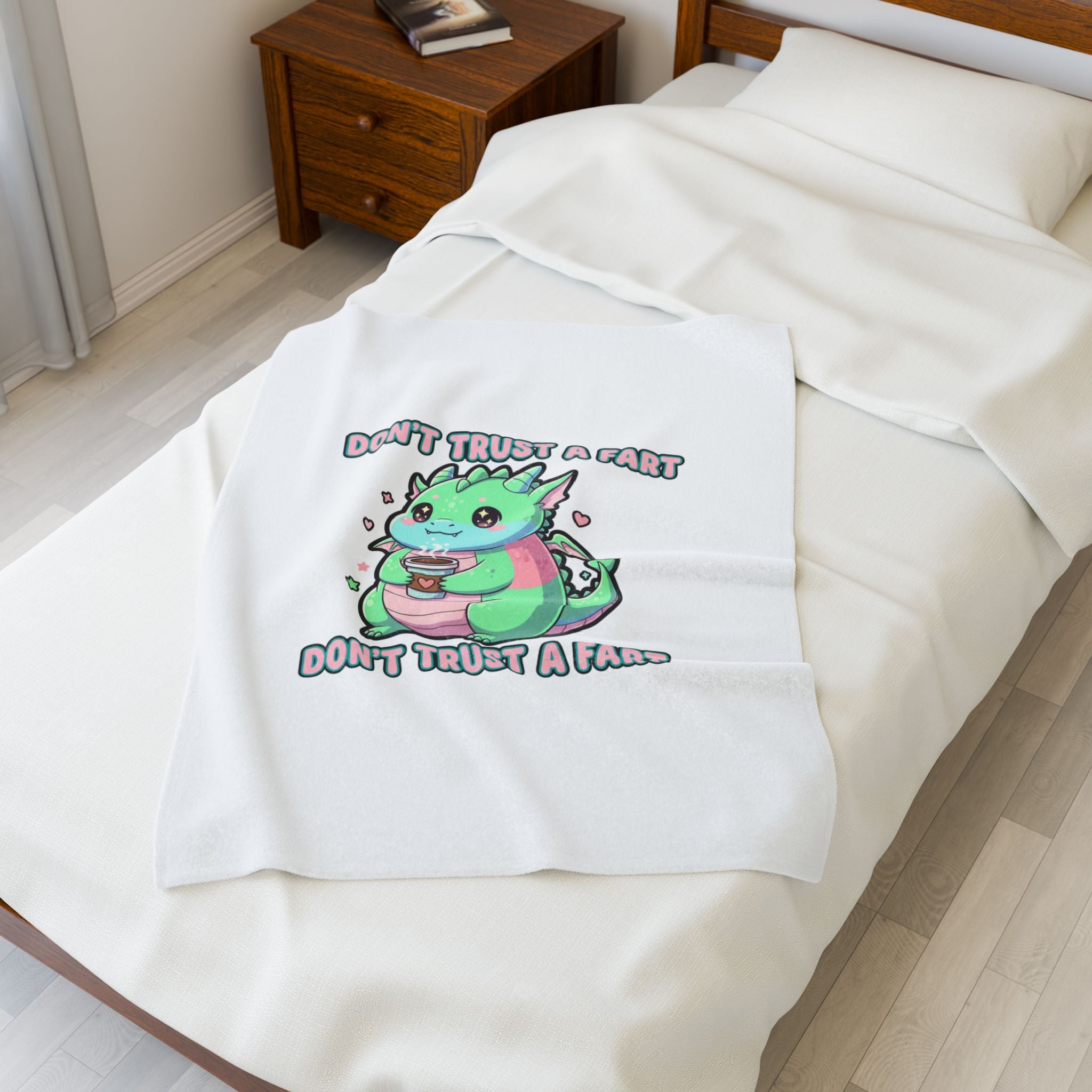 Don't Trust a Fart Plush Blanket | kawaii threat, soft grunge cute