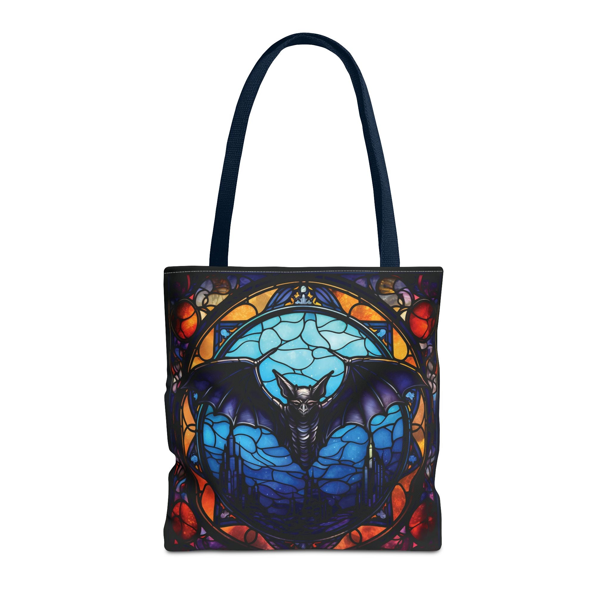 Stained Glass Bat Tote Bag – Gothic Moon AOP Canvas Tote
