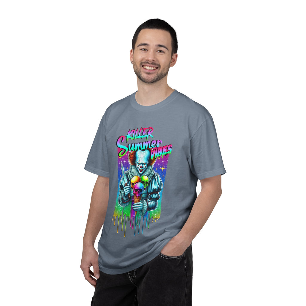 Graphic T-Shirt — "Mild Summer Vibes" Neon Clown Ice Cream Design
