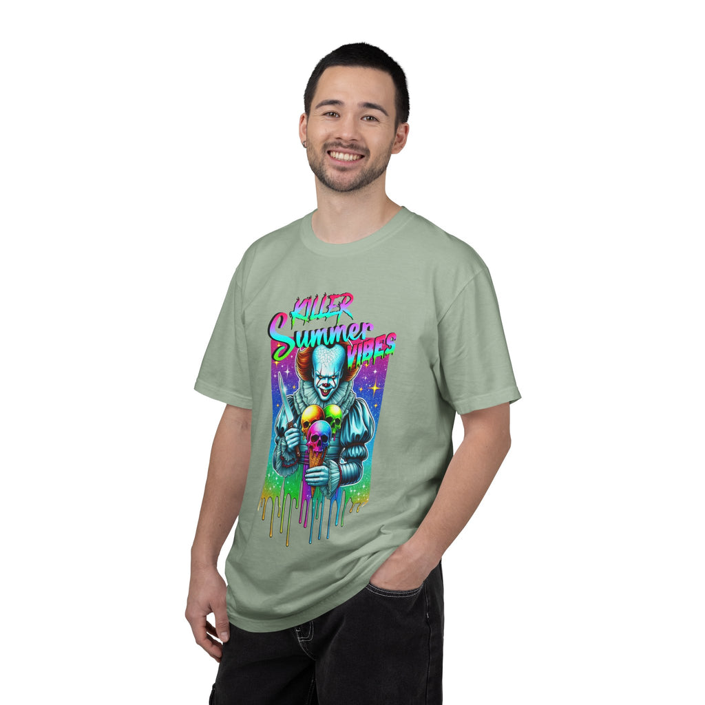 Graphic T-Shirt — "Mild Summer Vibes" Neon Clown Ice Cream Design