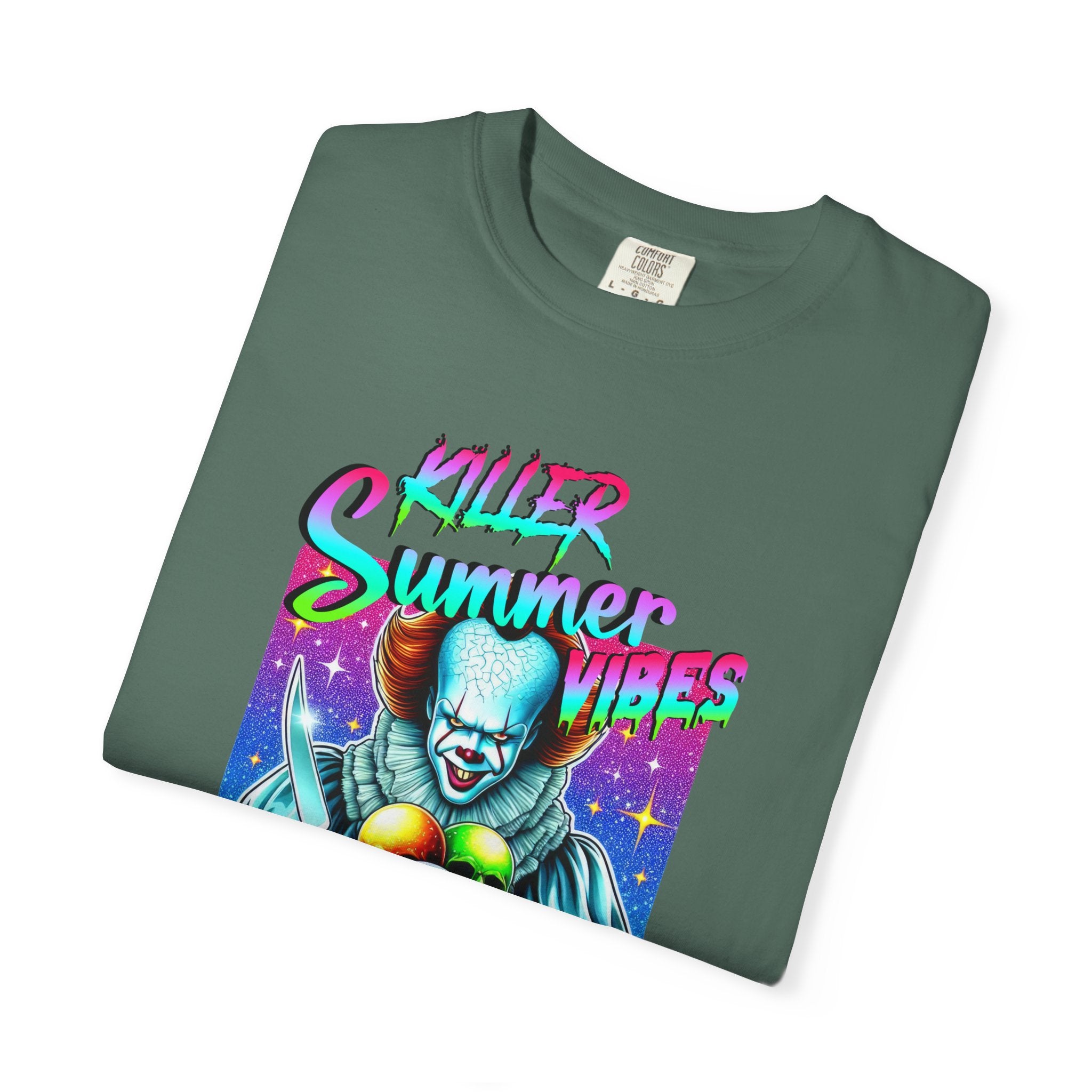 Graphic T-Shirt — "Mild Summer Vibes" Neon Clown Ice Cream Design