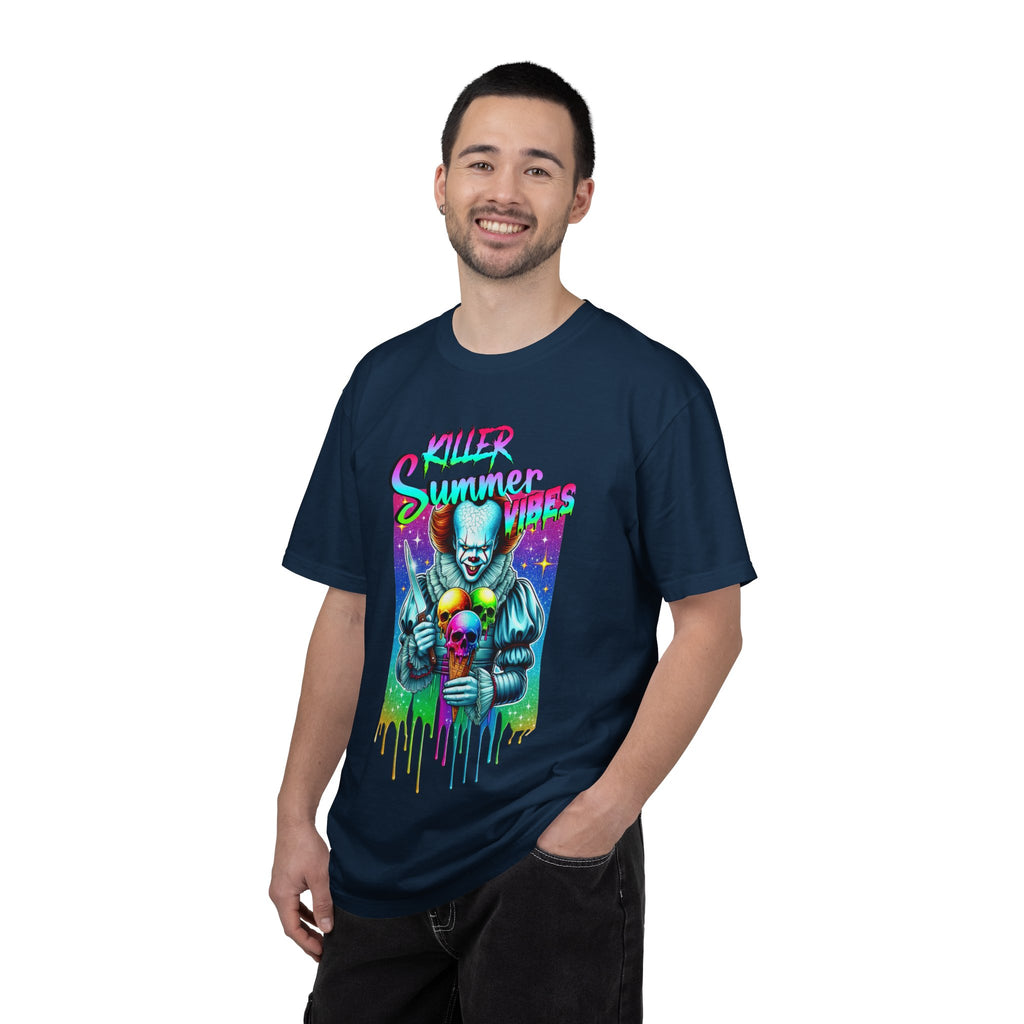 Graphic T-Shirt — "Mild Summer Vibes" Neon Clown Ice Cream Design