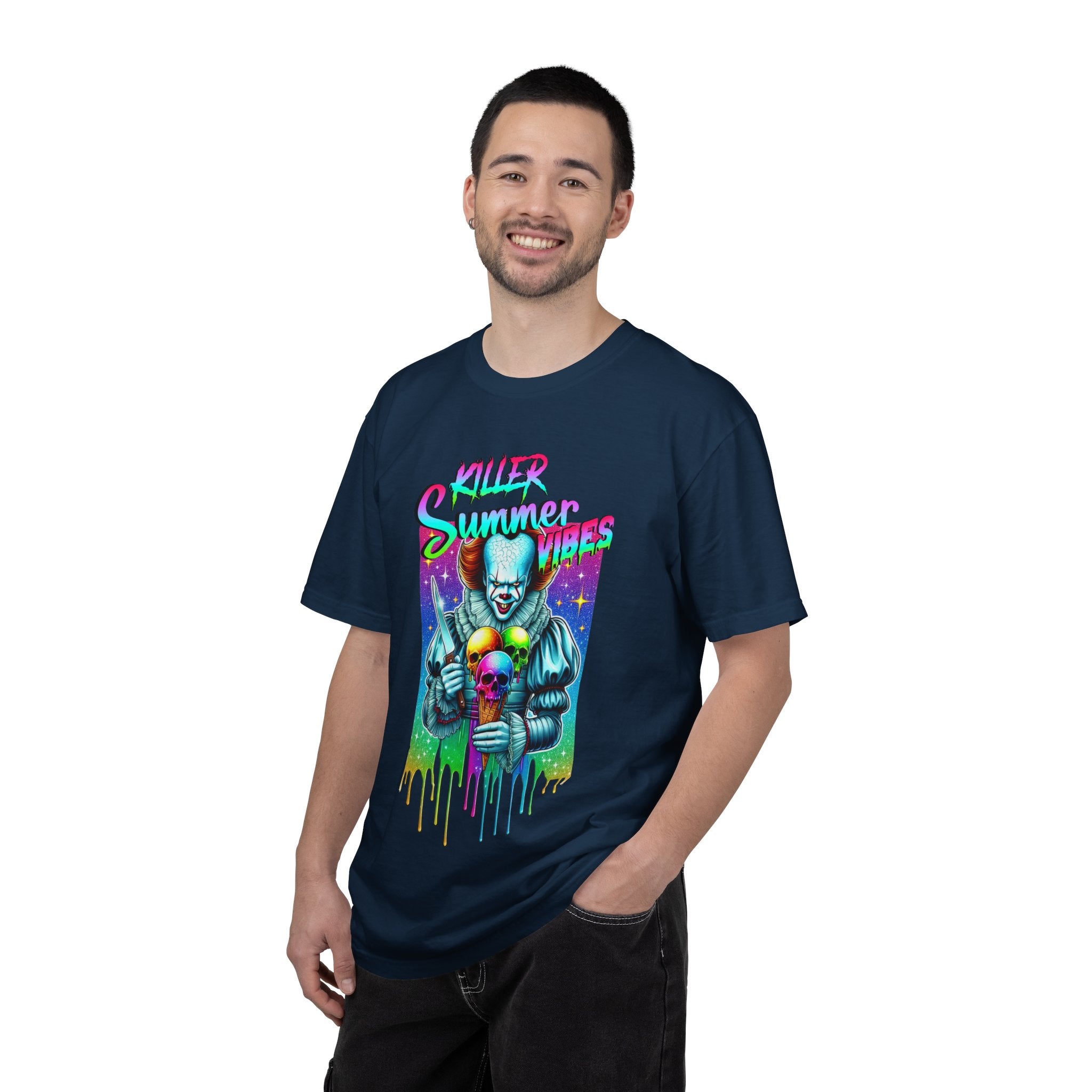 Graphic T-Shirt — "Mild Summer Vibes" Neon Clown Ice Cream Design