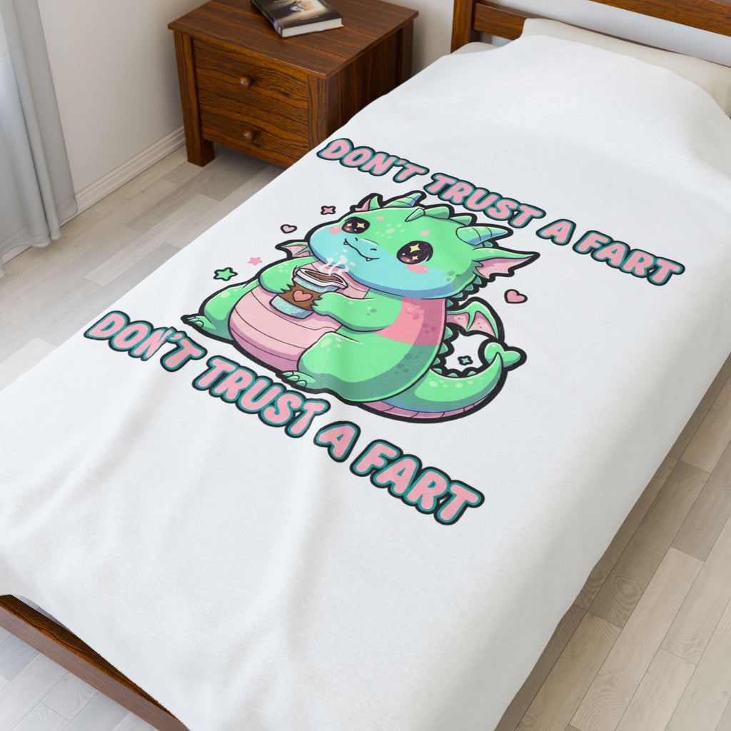 Don't Trust a Fart Plush Blanket | kawaii threat, soft grunge cute