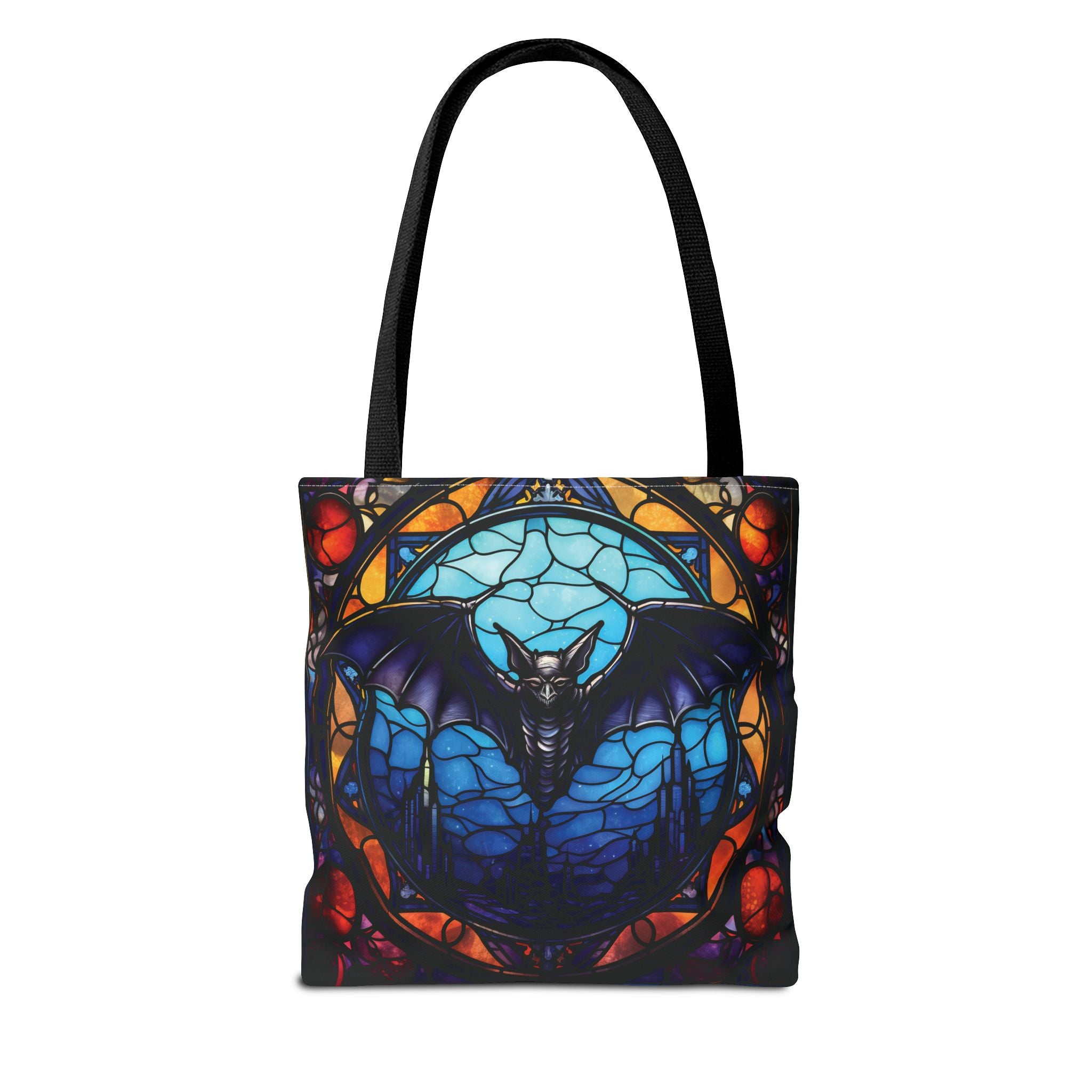 Stained Glass Bat Tote Bag – Gothic Moon AOP Canvas Tote