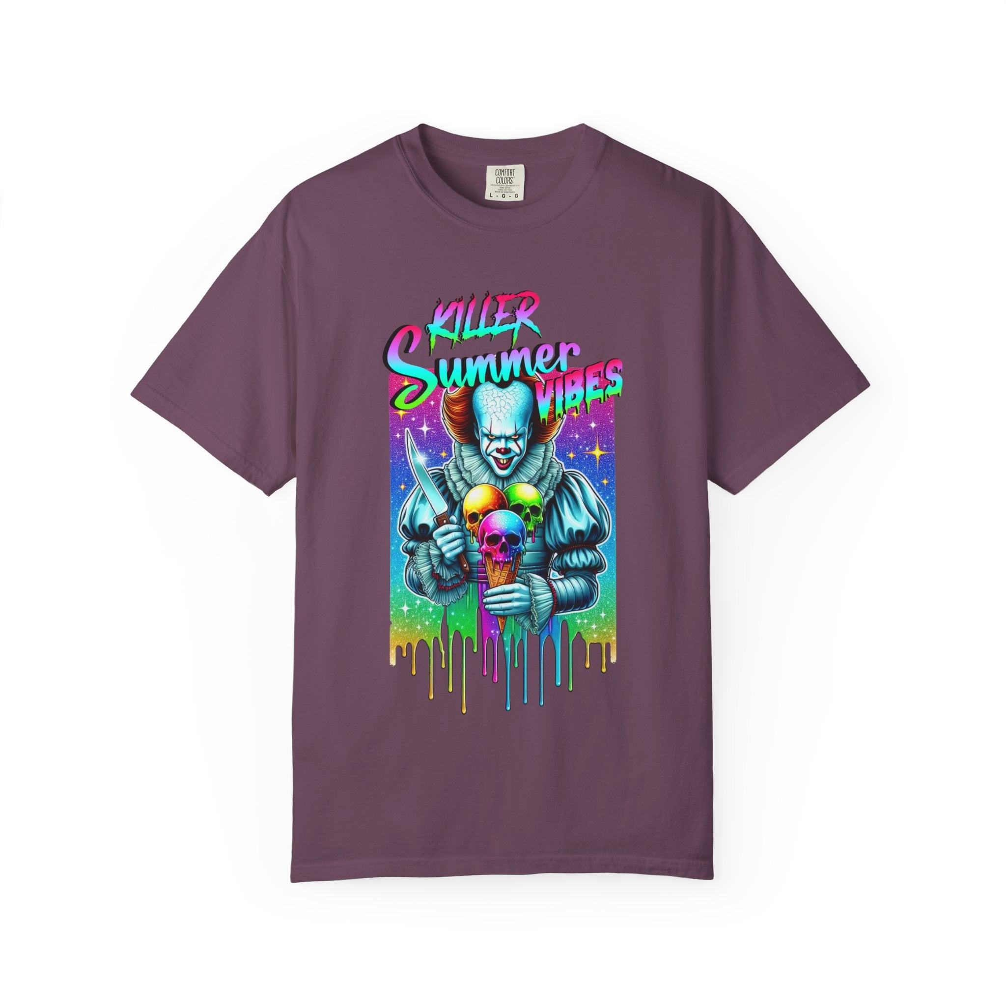 Graphic T-Shirt — "Mild Summer Vibes" Neon Clown Ice Cream Design