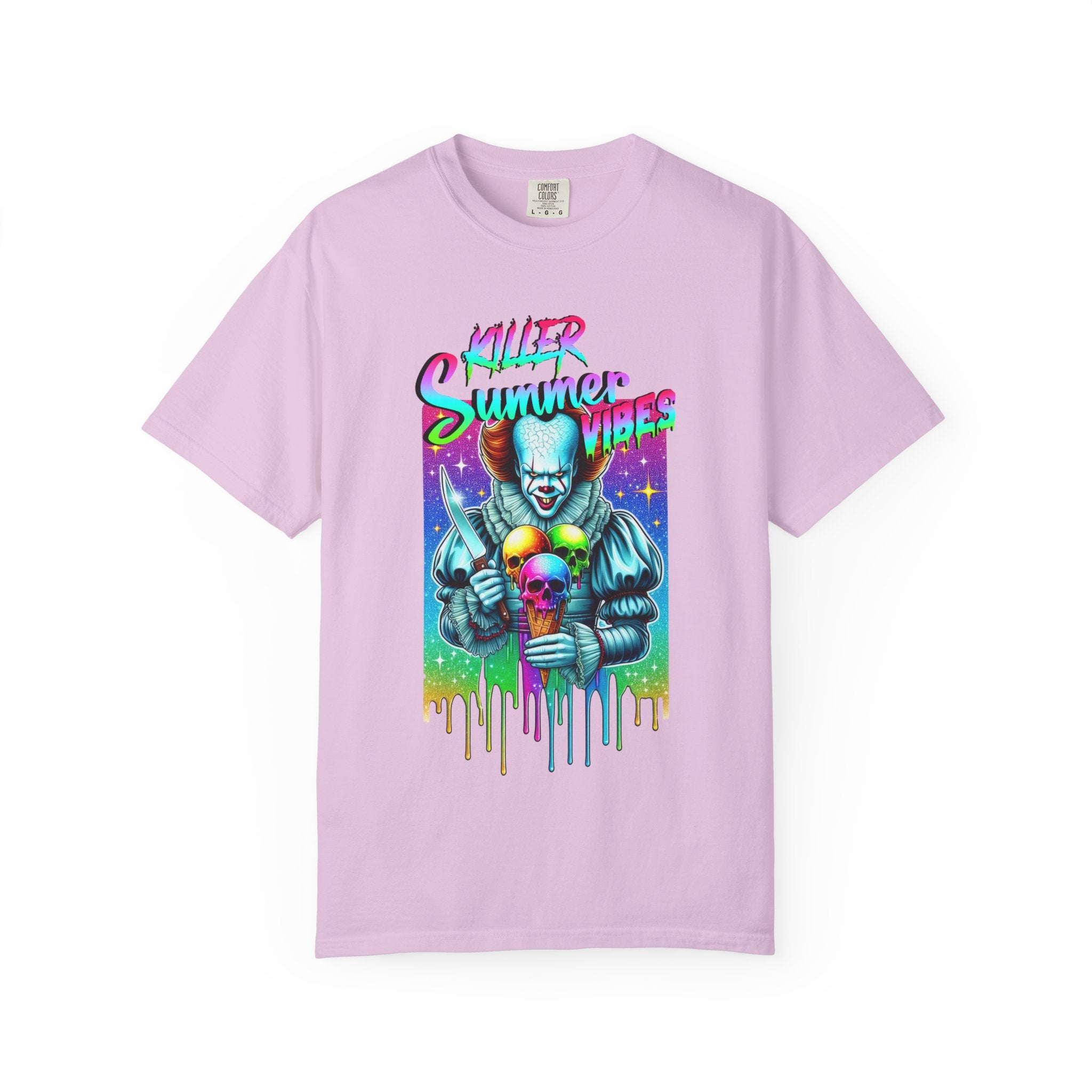 Graphic T-Shirt — "Mild Summer Vibes" Neon Clown Ice Cream Design
