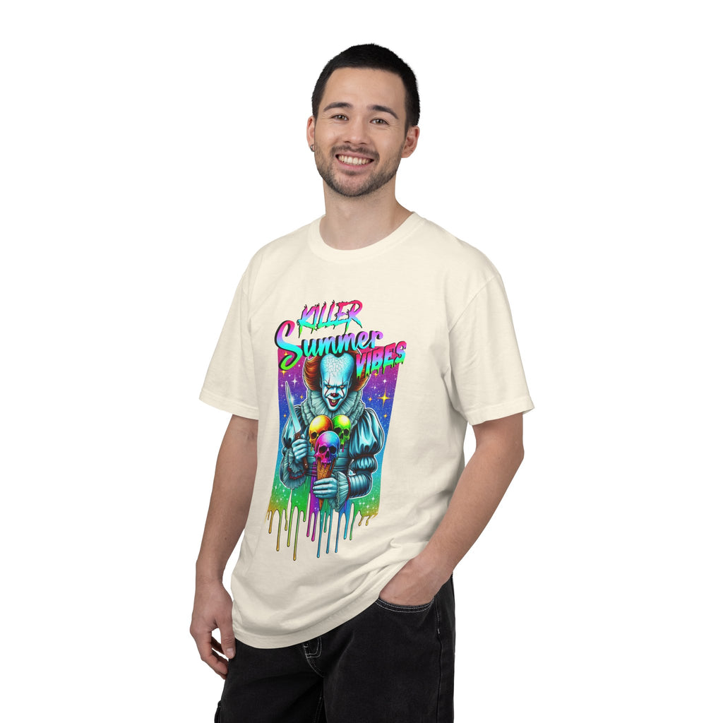 Graphic T-Shirt — "Mild Summer Vibes" Neon Clown Ice Cream Design
