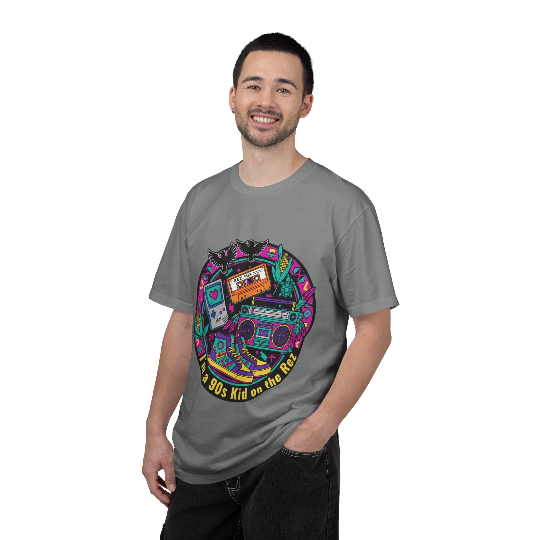 90s Kid T-Shirt — "I'm a 90s Kid on the Rewind" Retro Gamer, Cassette & Boombox Tee