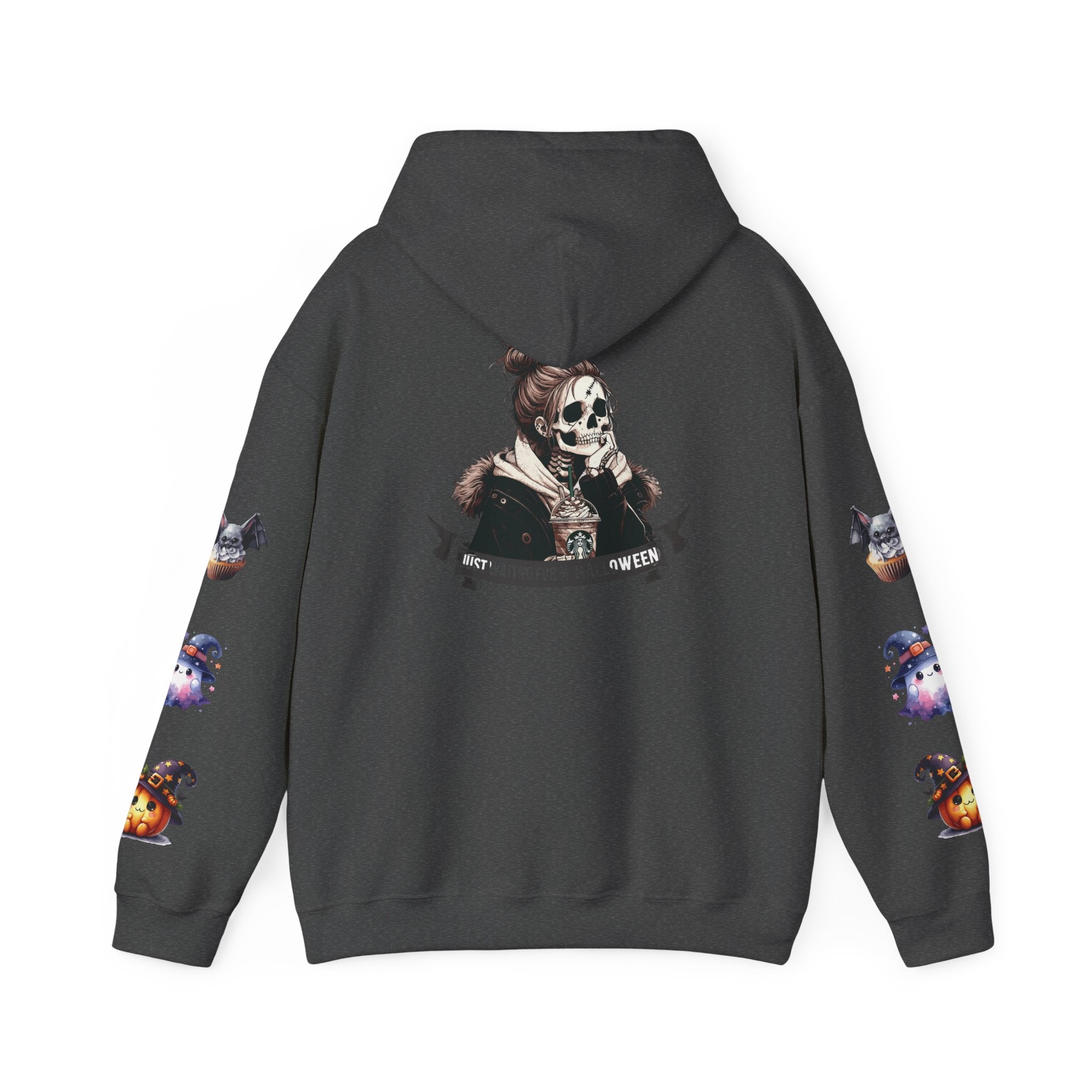 Halloween Skull Hoodie — 'Not Hiding From Halloween' Gothic Skull & Pumpkin Sleeve Pullover