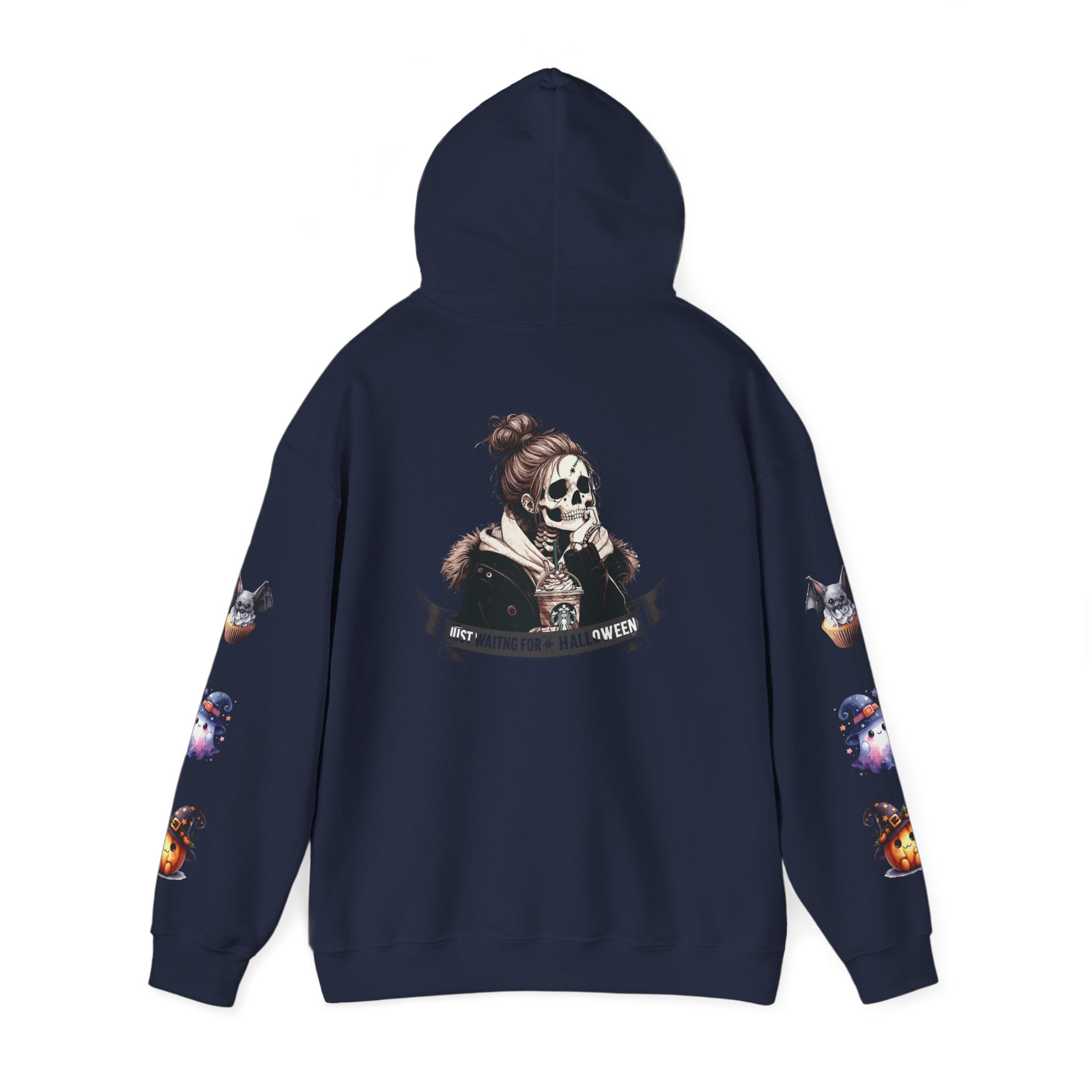Halloween Skull Hoodie — 'Not Hiding From Halloween' Gothic Skull & Pumpkin Sleeve Pullover